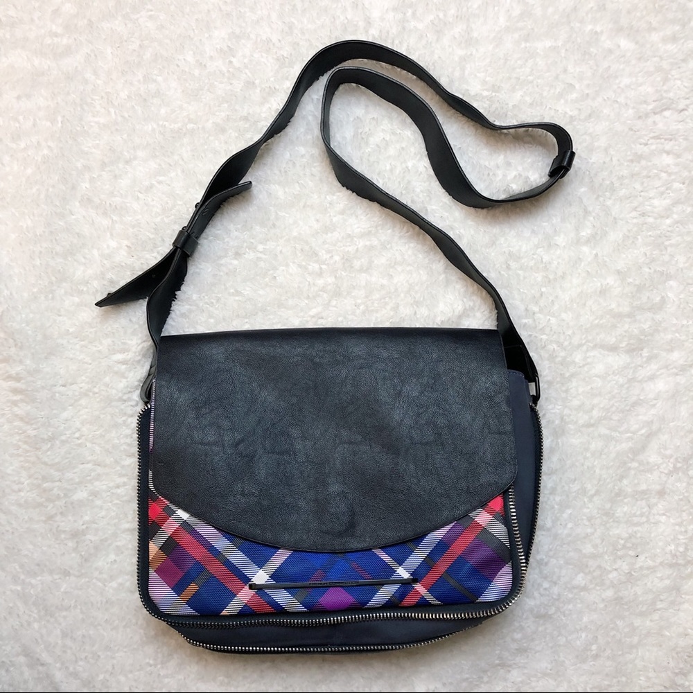 French Connection So Fresh Plaid Saddle Bag
